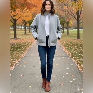 Madewell Gray Bomber Jacket